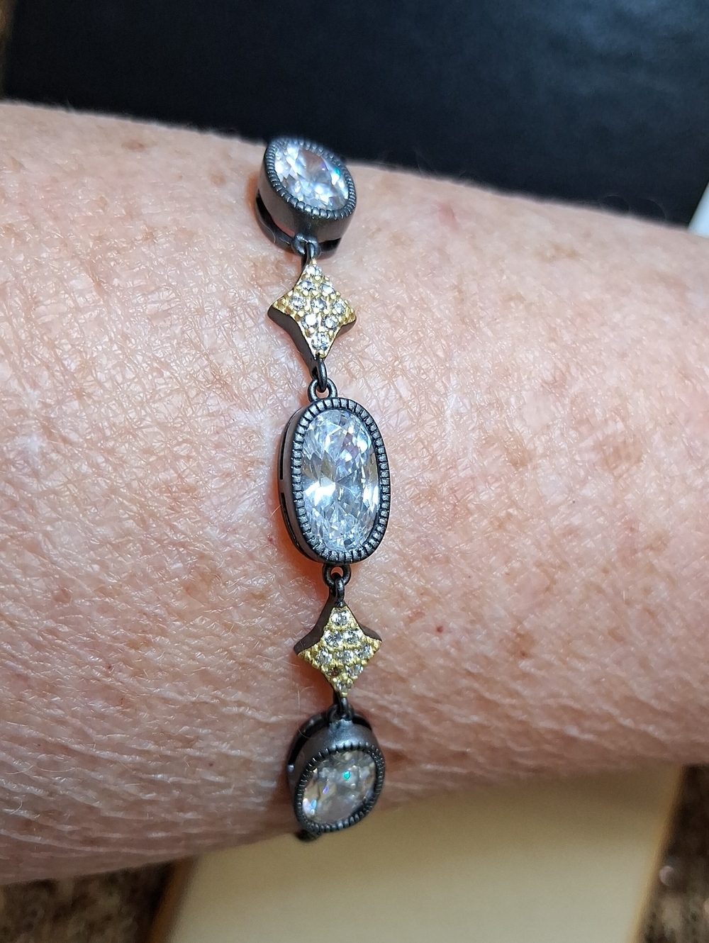Freida Rothman Sterling Silver, Black Rhodium And 14kt Gold Adjustable Bracelet